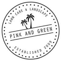 Pink and Green Lawn Care and Landscape Logo