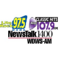 Newstalk 1400-WDWS AM, Lite Rock 97.5-WHMS FM, Classic Hits 107.9-WKIO FM Logo