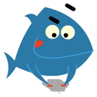 Happy Blue Fish Logo