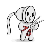 Scissors In The Plug Logo