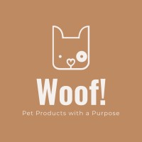 Woof! Pet Products with a Purpose Logo